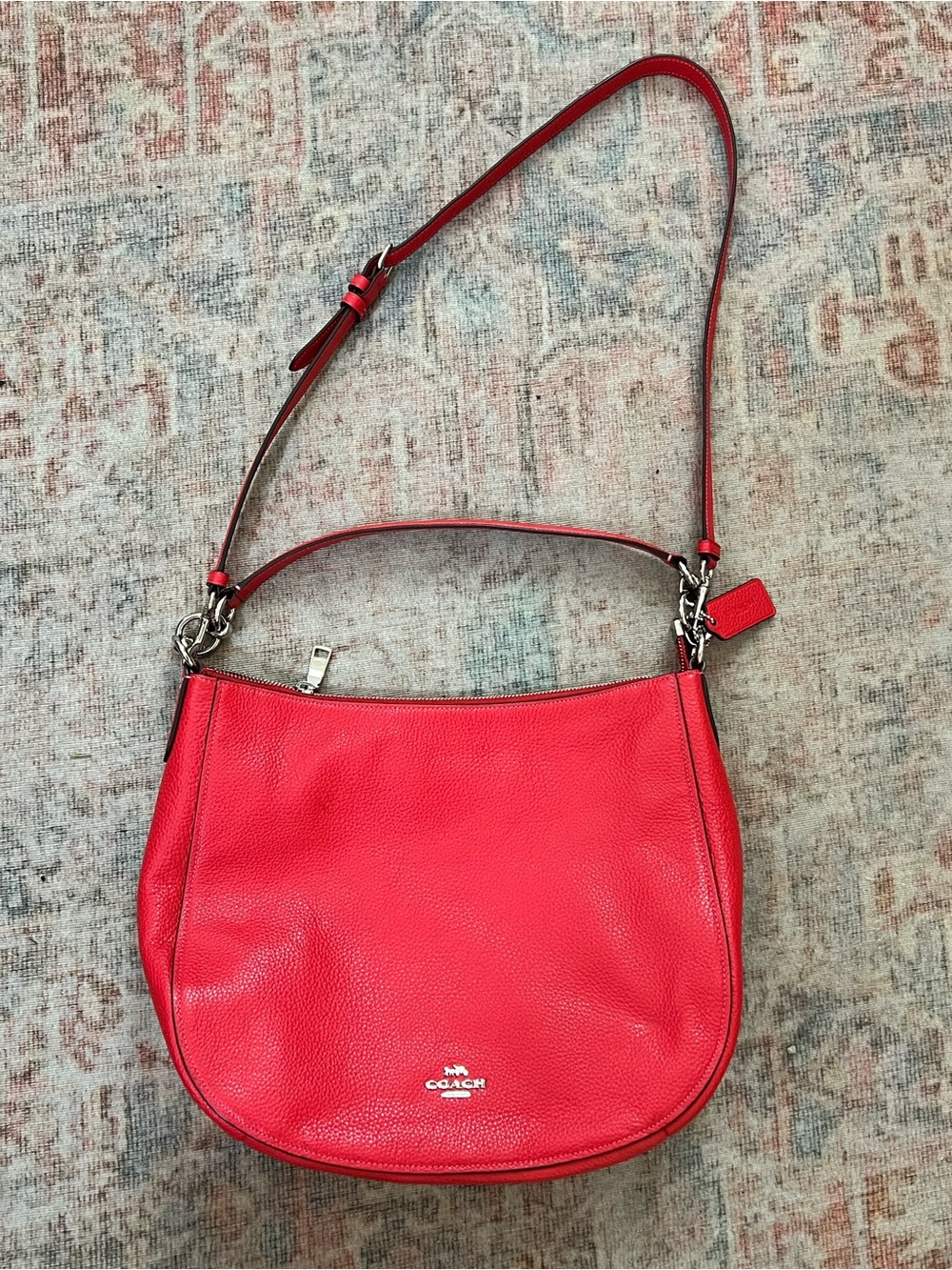 NEW Coach Elle Hobo Red Pebbled Leather Shoulder Bag - large, 70s vintage vibes!